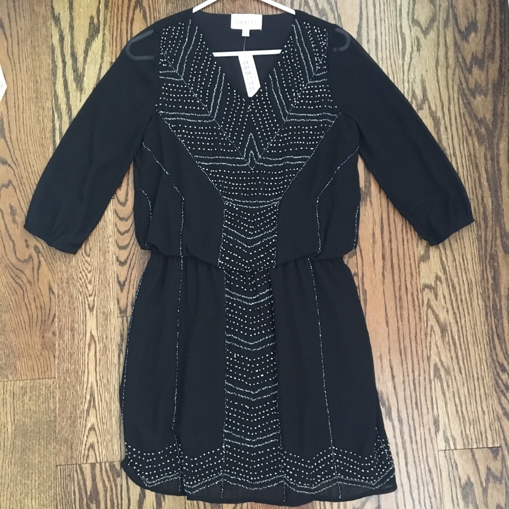 NWT Sabine Black Beaded mini dress